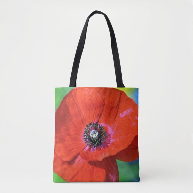 Red Poppy in the Sunshine Photograph Tote Bag (Front)