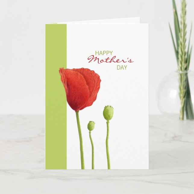Red Poppy lime Mother's Day Card (Front)
