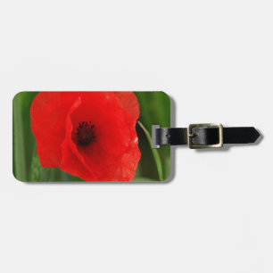 Red poppy luggage tag