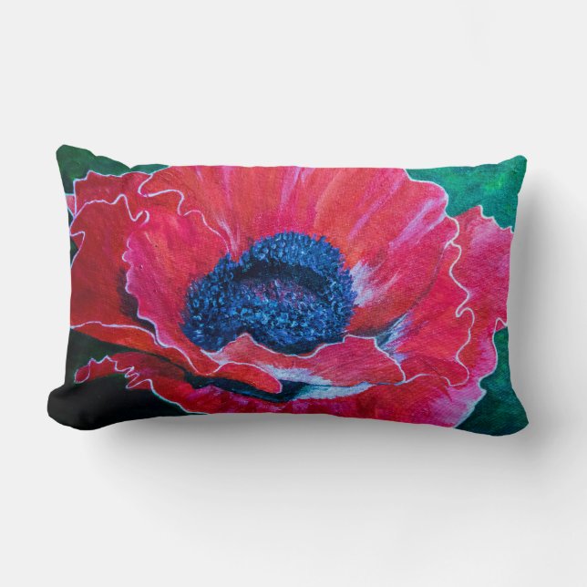 Red Poppy Lumbar Cushion (Front)