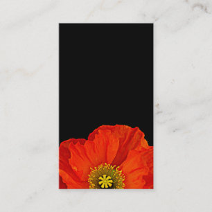 Red Poppy on Black Floral Business Card