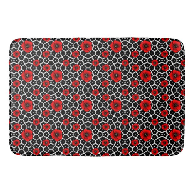 Red Poppy on Goth Garden Bath Mat (Front)
