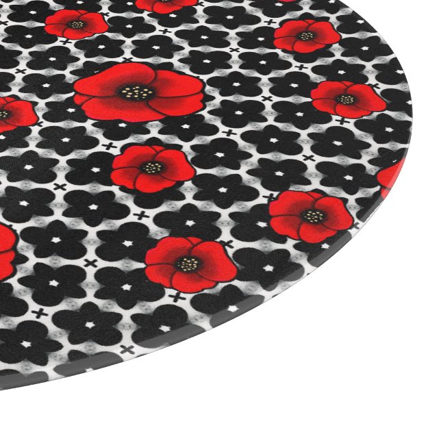 Red Poppy on Goth Garden Cutting Board (Corner)