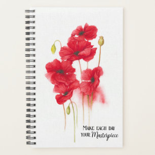 Red Poppy Painting With Quote Planner