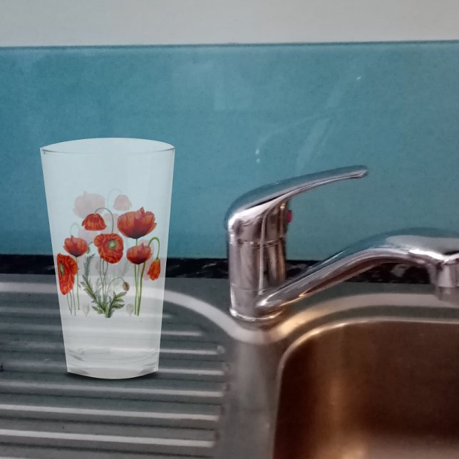 RED POPPY Parade Floral Glass (Creator Uploaded)
