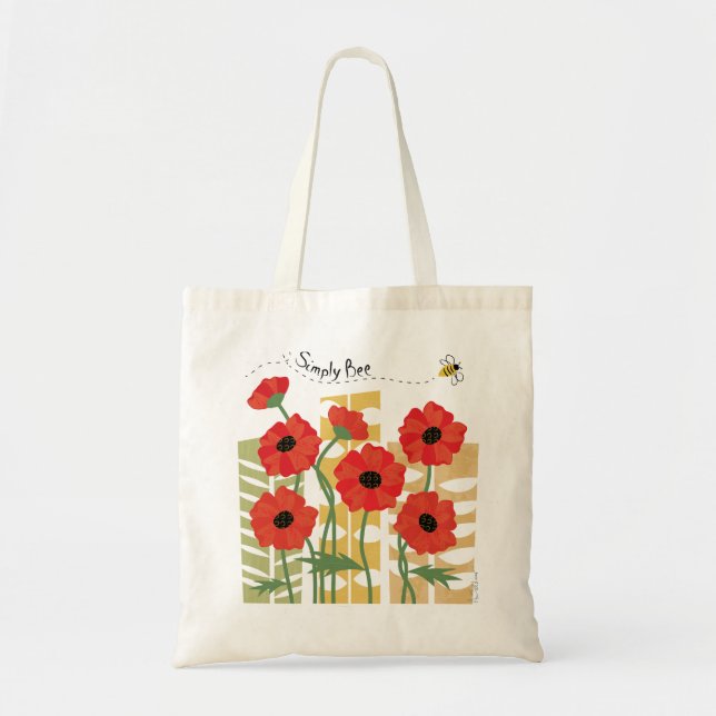 Red Poppy Patch with Bee Tote (Front)