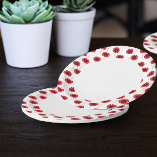 Red Poppy Pattern Buffet Party Paper Plate