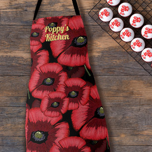 Red Poppy Personalised Kitchen Apron