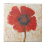 Red Poppy Portrait Tile<br><div class="desc">Red Poppy Portrait I by Tim OToole. Features a single vivid-red poppy against a neutral background.</div>