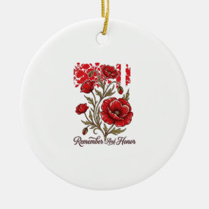 Red Poppy Remember And Honour Vintage Memorial Shi Ceramic Tree Decoration