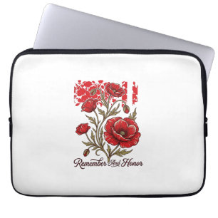 Red Poppy Remember And Honour Vintage Memorial Shi Laptop Sleeve
