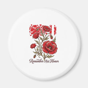 Red Poppy Remember And Honour Vintage Memorial Shi Magnet
