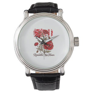 Red Poppy Remember And Honour Vintage Memorial Shi Watch