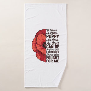 Red Poppy Remembrance Quote Vector Shirt Design_1 Bath Towel