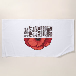 Red Poppy Remembrance Quote Vector Shirt Design_1 Beach Towel