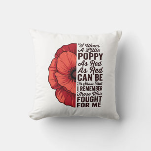 Red Poppy Remembrance Quote Vector Shirt Design_1 Cushion
