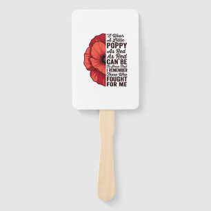 Red Poppy Remembrance Quote Vector Shirt Design_1 Hand Fan
