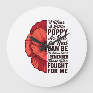 Red Poppy Remembrance Quote Vector Shirt Design_1 Large Clock