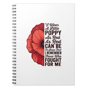 Red Poppy Remembrance Quote Vector Shirt Design_1 Notebook