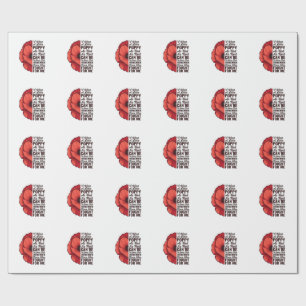 Red Poppy Remembrance Quote Vector Shirt Design_1 Wrapping Paper