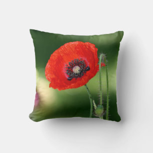 Red Poppy Seed Accent Throw Pillow