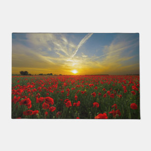 Red Poppy Sunset Doormat