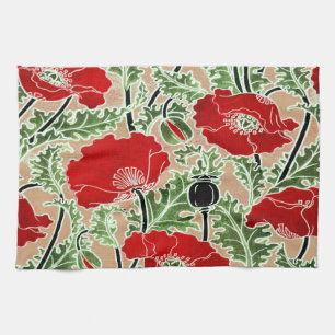 Red Poppy Tea Towel