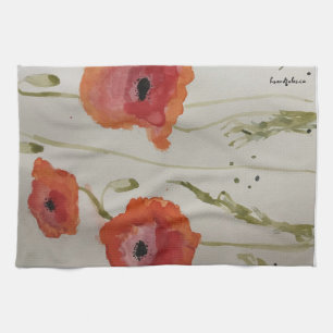 Red Poppy Tea Towel