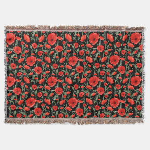 Red Poppy Throw Blanket
