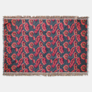 Red Poppy Throw Blanket