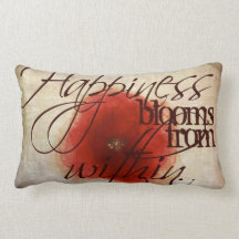 Red Poppy Throw Pillow, Inspirational Message