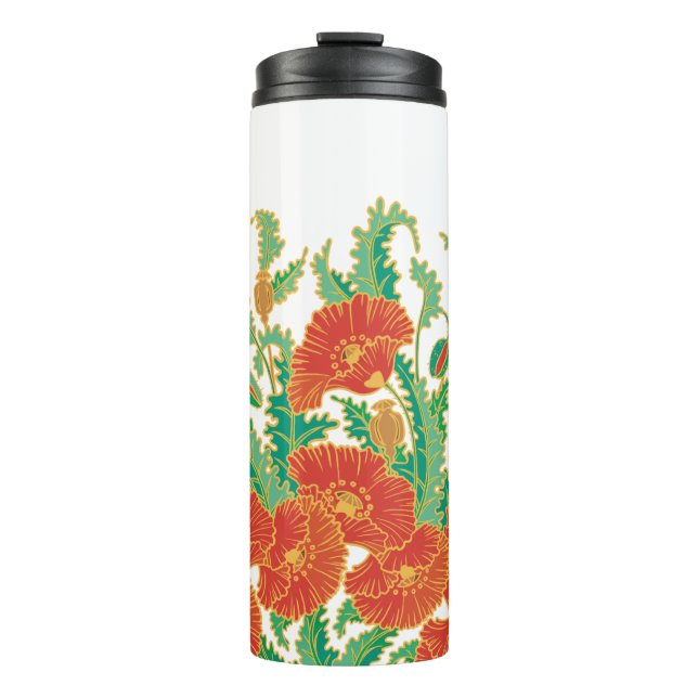 Red Poppy Vintage Floral Thermal Tumbler (Front)