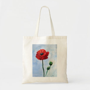 Red Poppy Watercolor Budget Tote Bag