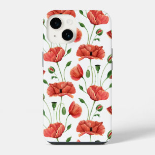 Red Poppy Watercolor Wildflower iPhone 14 Case
