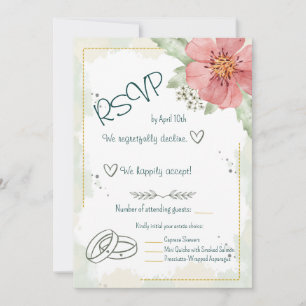 Red Poppy Watercolour Florals RSVP Card