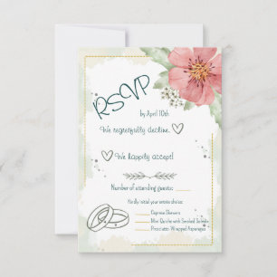 Red Poppy Watercolour Florals RSVP Card