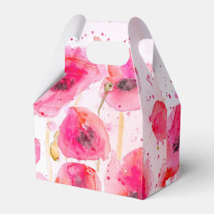 Red Poppy Wedding Cake Favour Box Floral Flowers