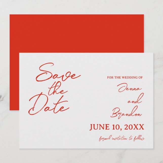 Red Poppy Wedding Flat Save The Date Card (Front/Back)