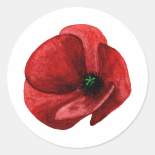 Red Poppy Wildflower Envelope Seal Sticker