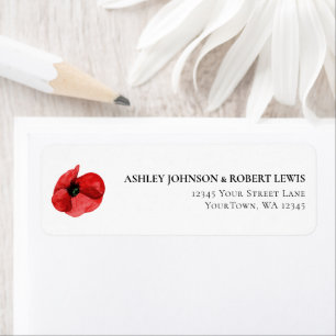 Red Poppy Wildflower Wedding Return Address