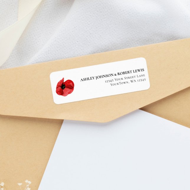 Red Poppy Wildflower Wedding Return Address (Creator Uploaded)