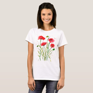 Red Poppy Wildflowers poppies flowers Vintage T-Shirt