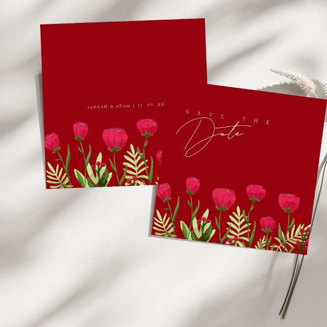 Red Poppy Wildflowers Wedding Save The Date (Red Poppy Wildflowers Wedding Save The Date)
