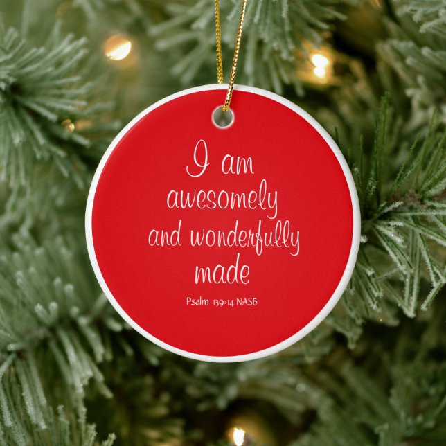 Red Positive Biblical Affirmation Circle Ceramic Tree Decoration (Tree)