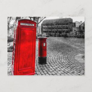 Red Post Box Phone box London Postcard