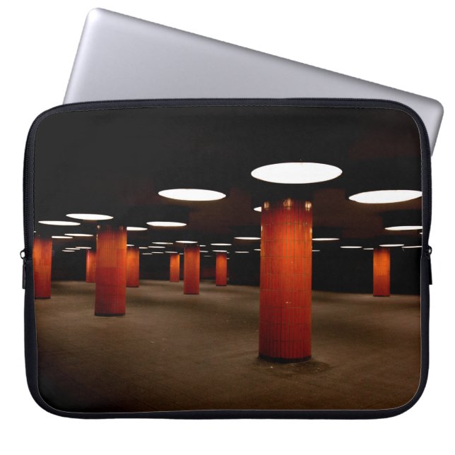 RED POST UNDER CEILING LIGHT AT NIGHT LAPTOP SLEEVE (Front)