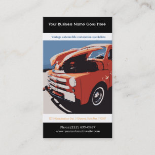 Red Posterised Style Restored Vintage Truck Business Card
