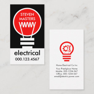 Red Power Light Bulb Business Card