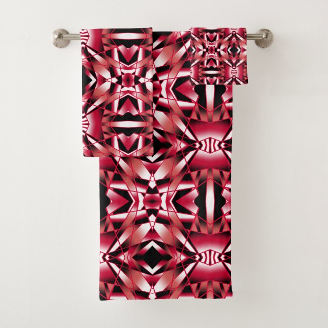 Red Power Perspective Colour Gradient Filled Art Bath Towel Set (Insitu)