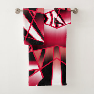 Red Power Perspective Gradient Colour Filled Art Bath Towel Set